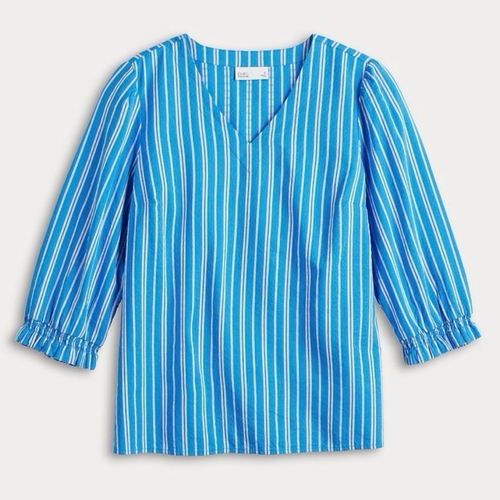 Croft & Barrow Blue and White Striped Casual Shirt